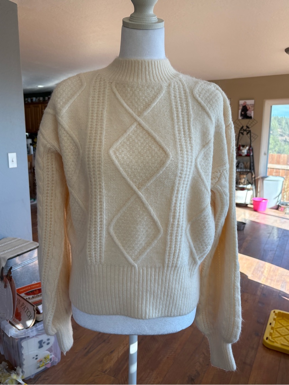 Petal & Pup Cream/Ivory Cable Turtleneck Sweater